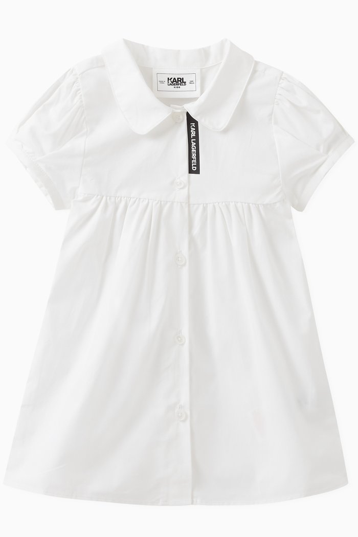 

Puff Sleeved Dress in Cotton, White