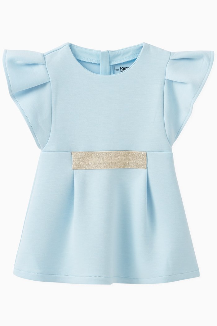 

Short Sleeved Logo Dress in Nylon Blend, Blue