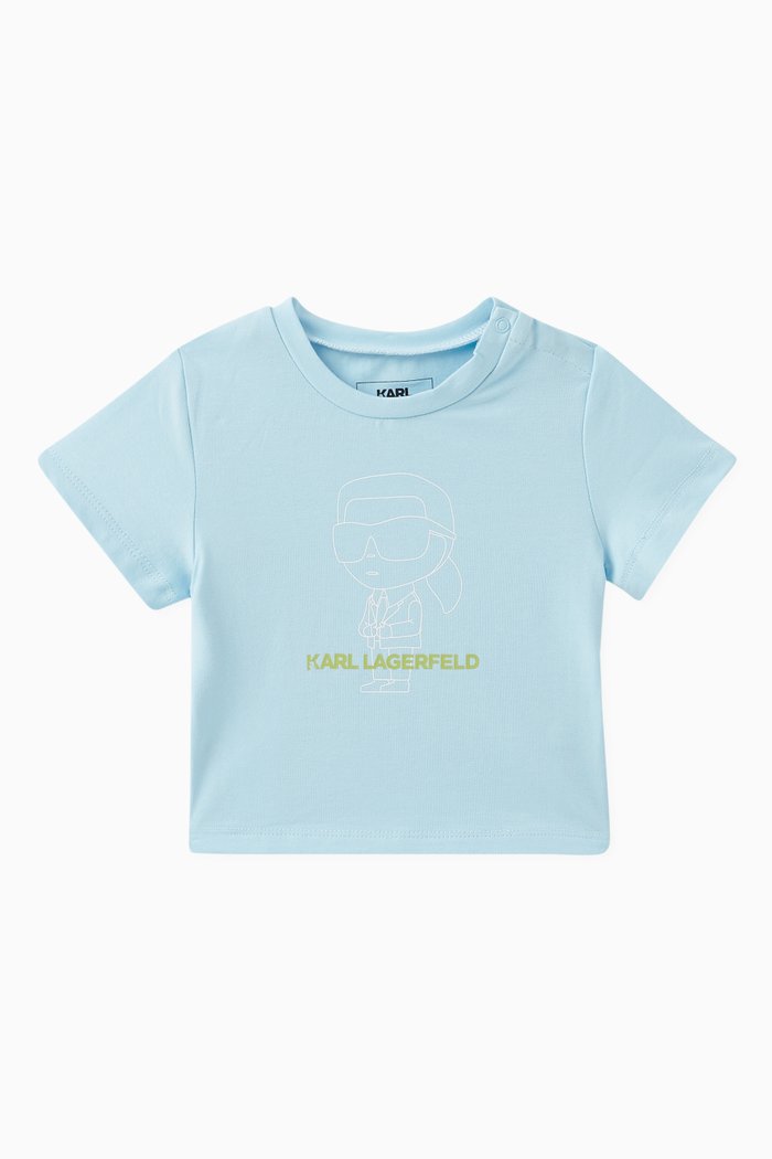 Karl Logo T-shirt in Cotton, Blue