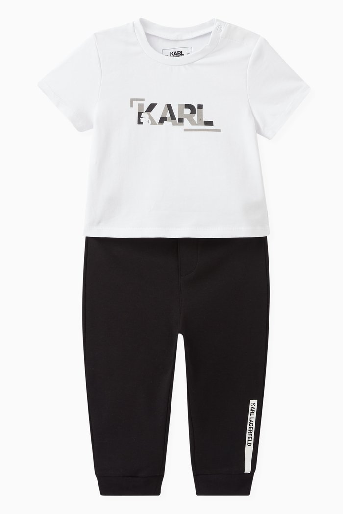 

Logo T-shirt & Pants Set in Stretch Cotton, White