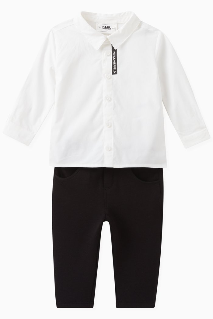 

Logo Shirt & Trouser Set in Cotton Poplin & Jersey, White