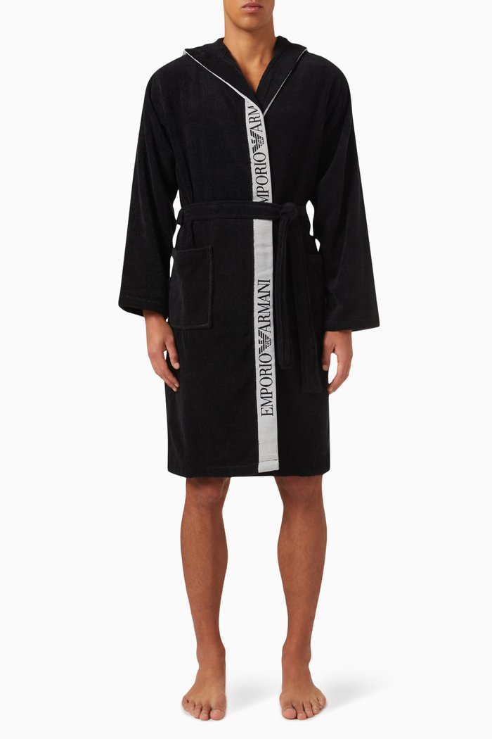 

Logo Bathrobe in Cotton Terry, Black