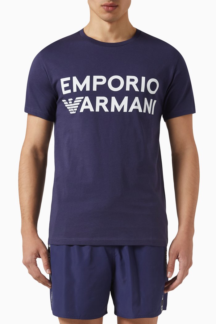 

Logo Print T-Shirt in Cotton, Blue