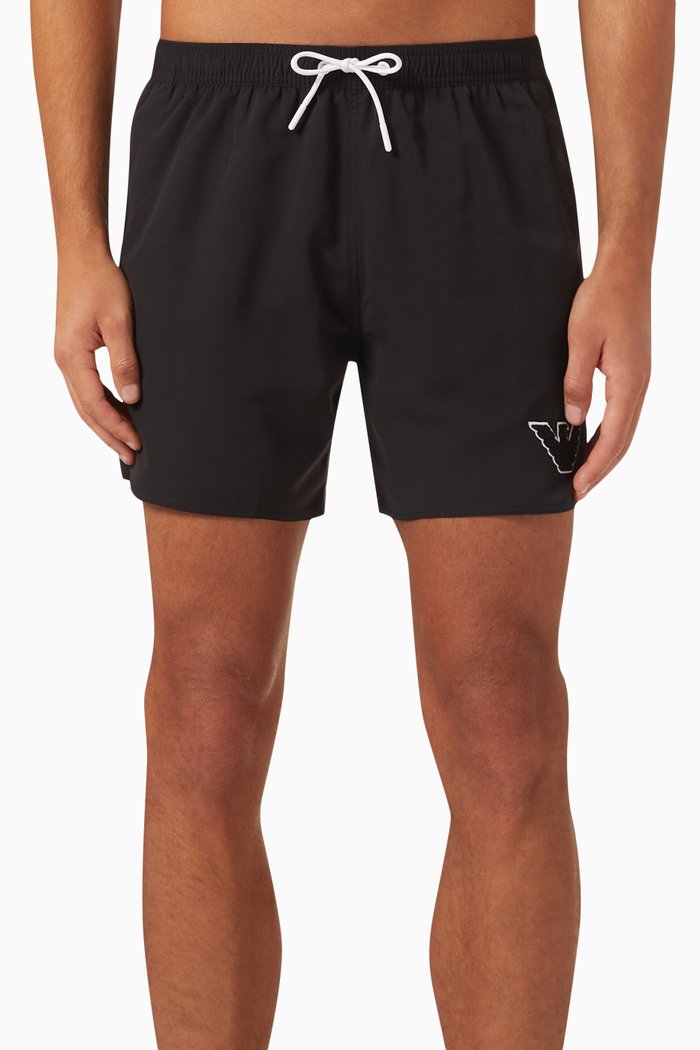 Logo Swim Shorts in Nylon, Black