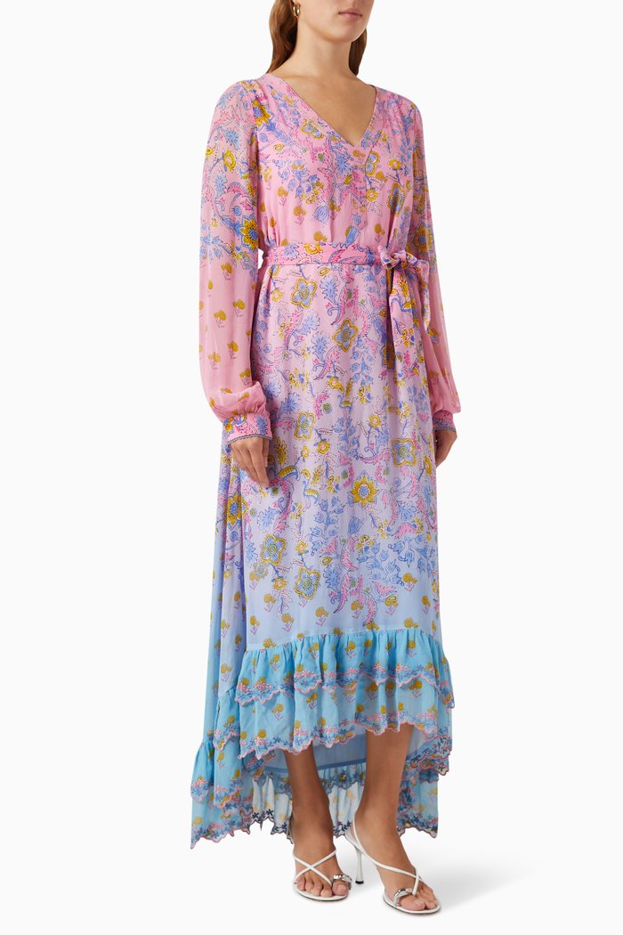 

Ombre Floral-print Maxi Dress, Multicolour