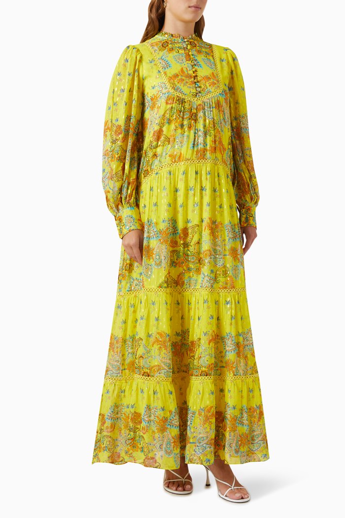 

Printed Maxi Dress, Yellow