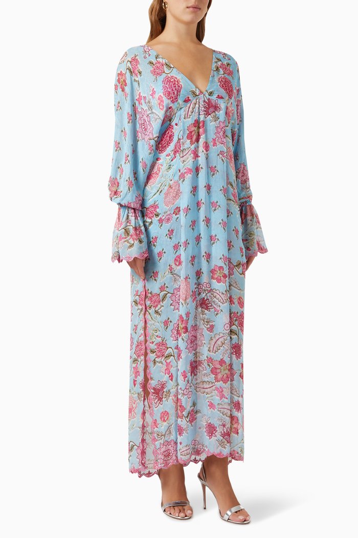 

Printed Slip Kaftan, Blue
