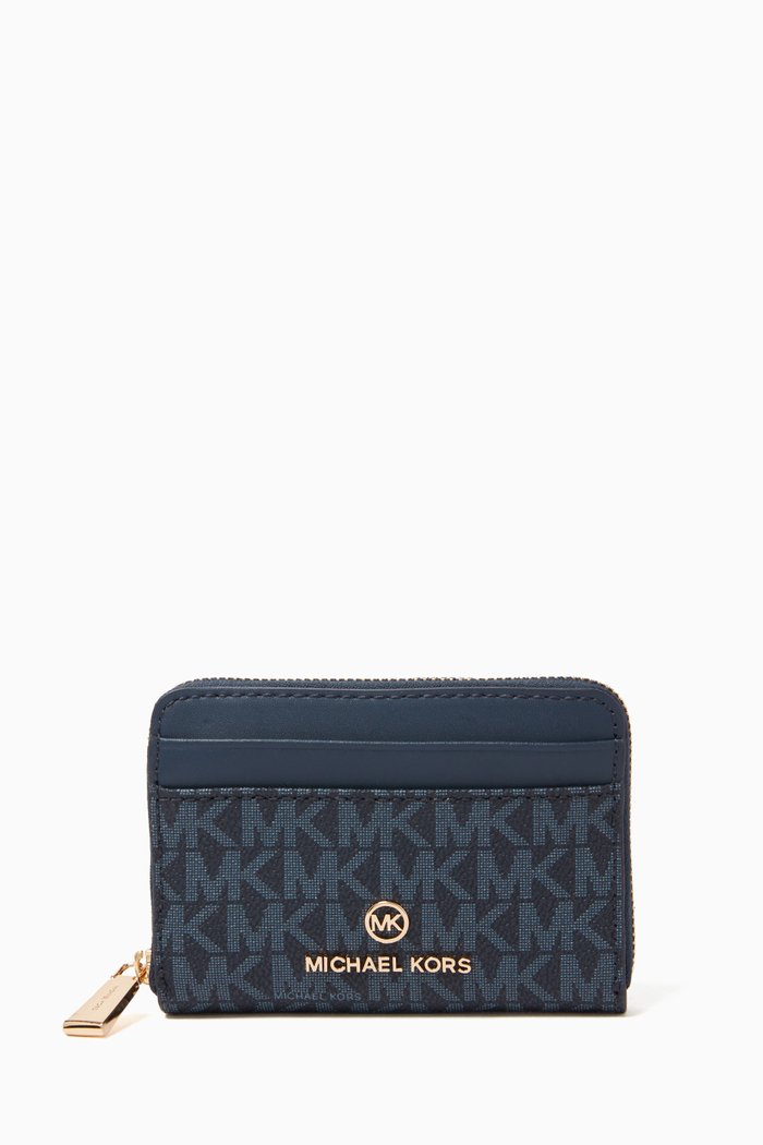 

Jet Set Charm Coin Card Case in Coated Canvas, Blue