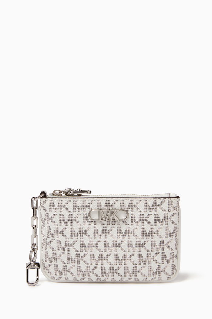 

Small Parker Key Card Holder in Metallic Leather, White