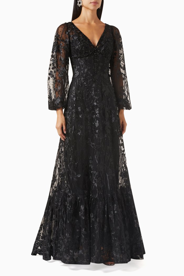 

Embroidered Gown, Black