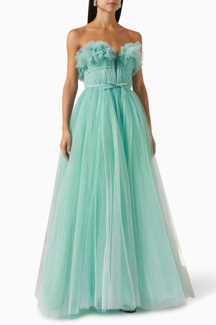 

Strapless Tulle Gown, Blue