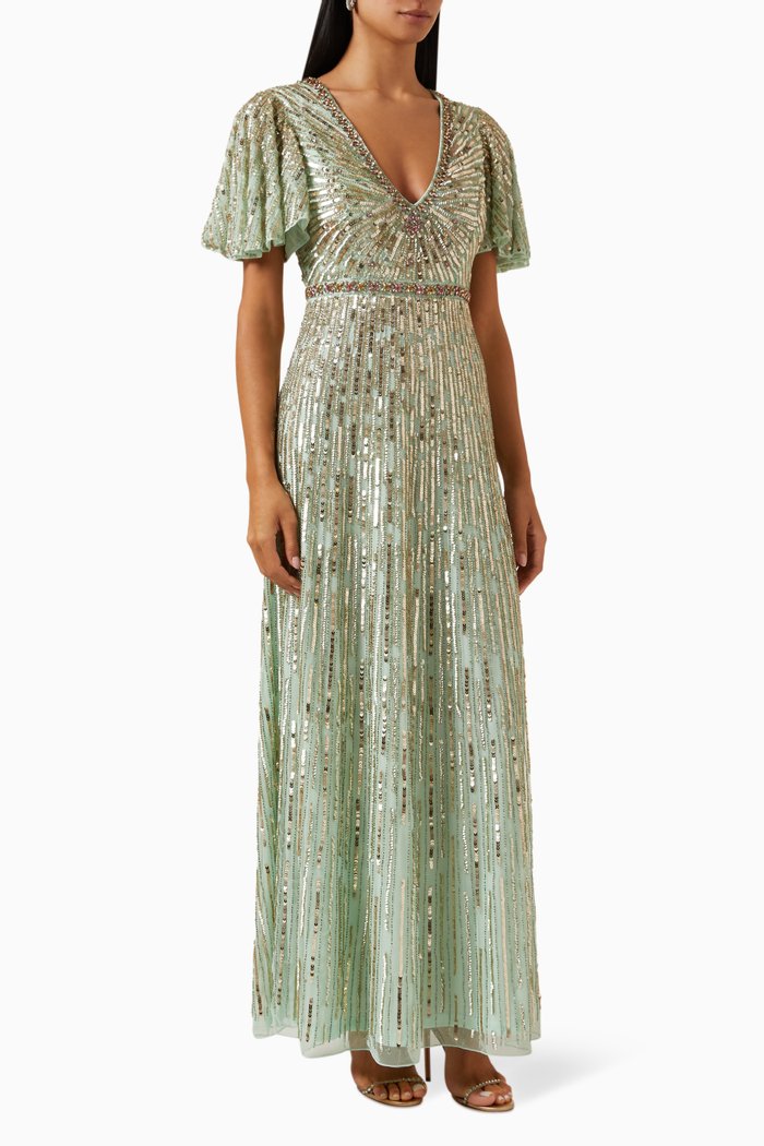 

Sequinned Gown in Tulle, Green