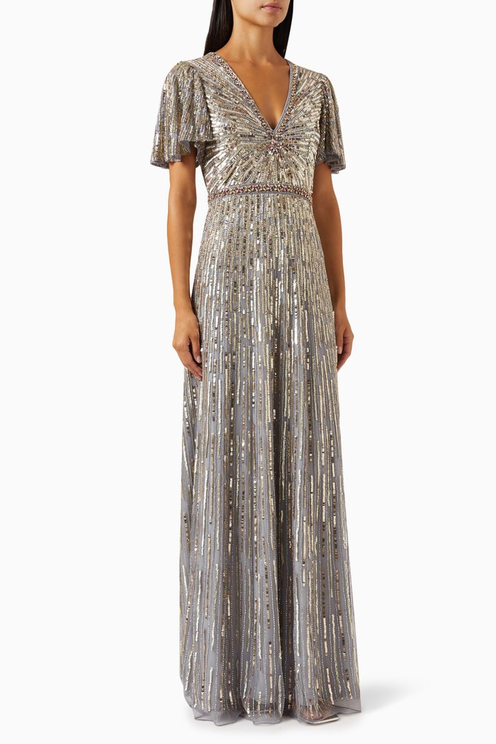 

Sequinned Gown in Tulle, Silver
