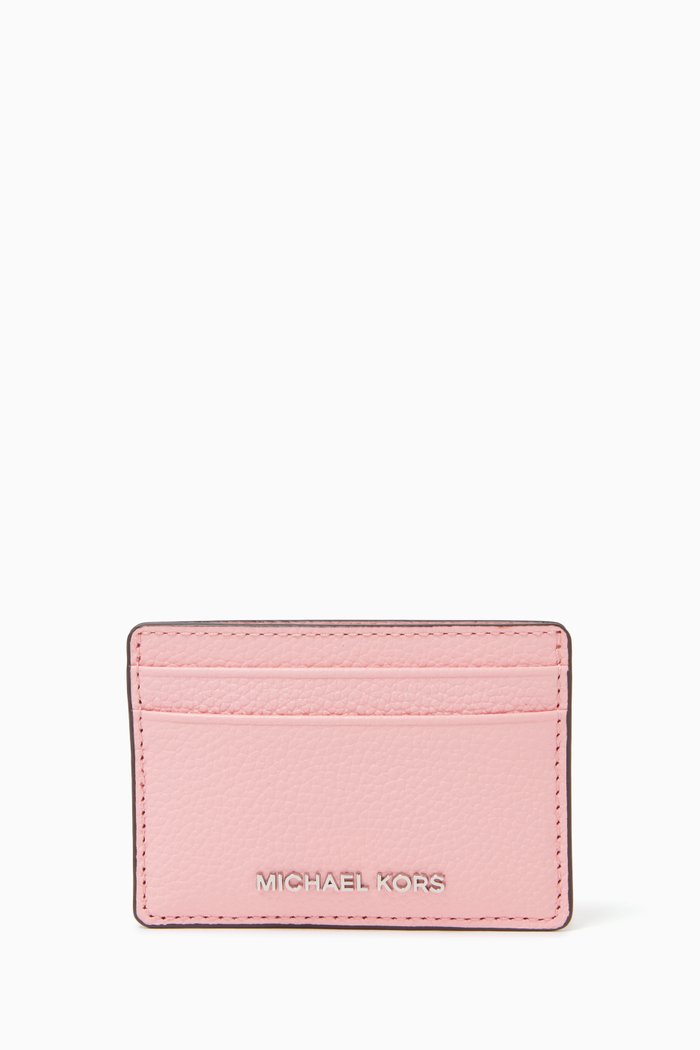 

Jet Set Card Holder in Leather, Pink