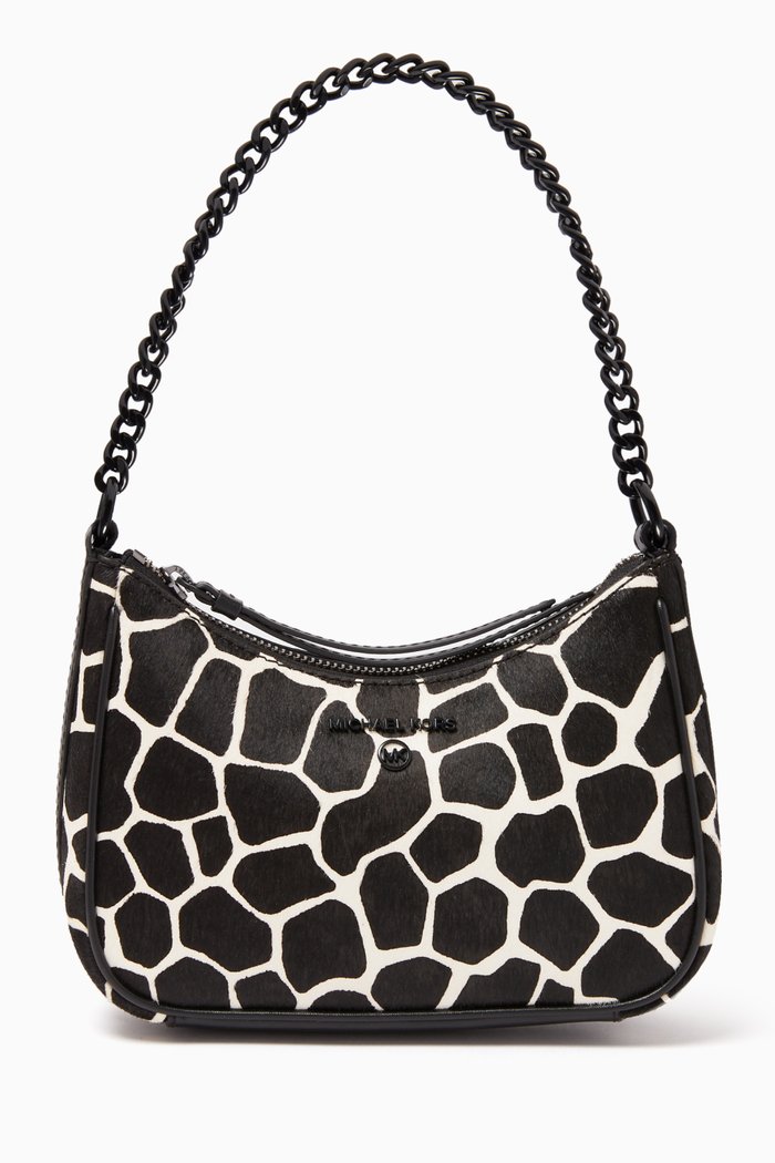 

Small Jet Set Charm Pouchette in Animal-printed Calf Hair, Black