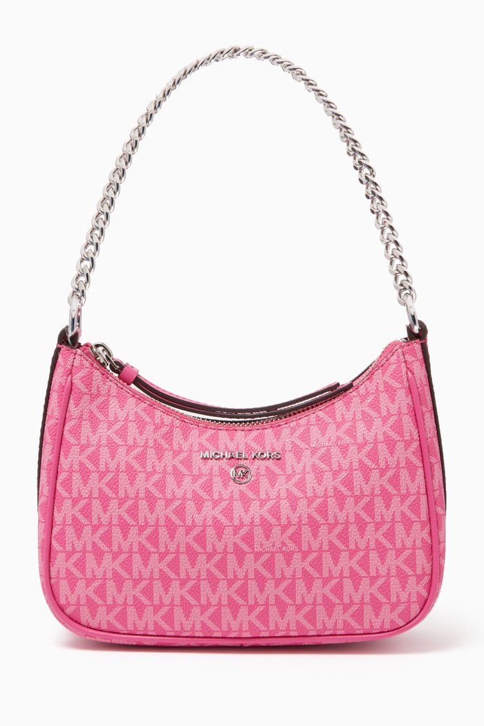 

Small Jet Set Charm Pouchette in Logo-printed Coated Canvas, Pink