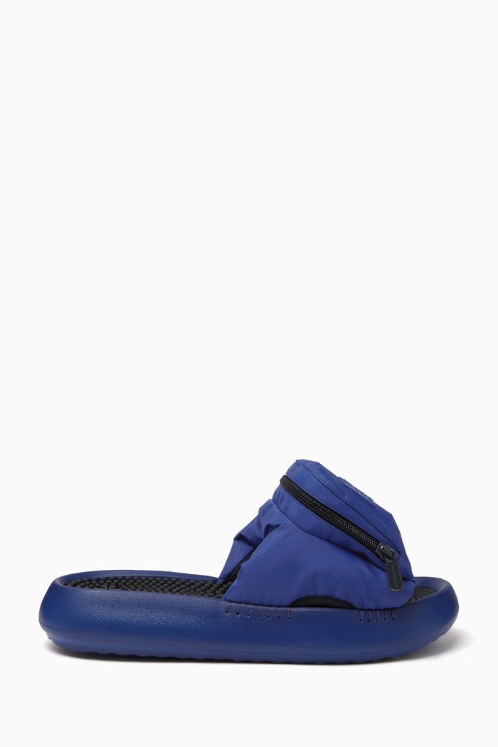 

Pocket Sport Slide Sandals in Nylon & Rubber, Blue