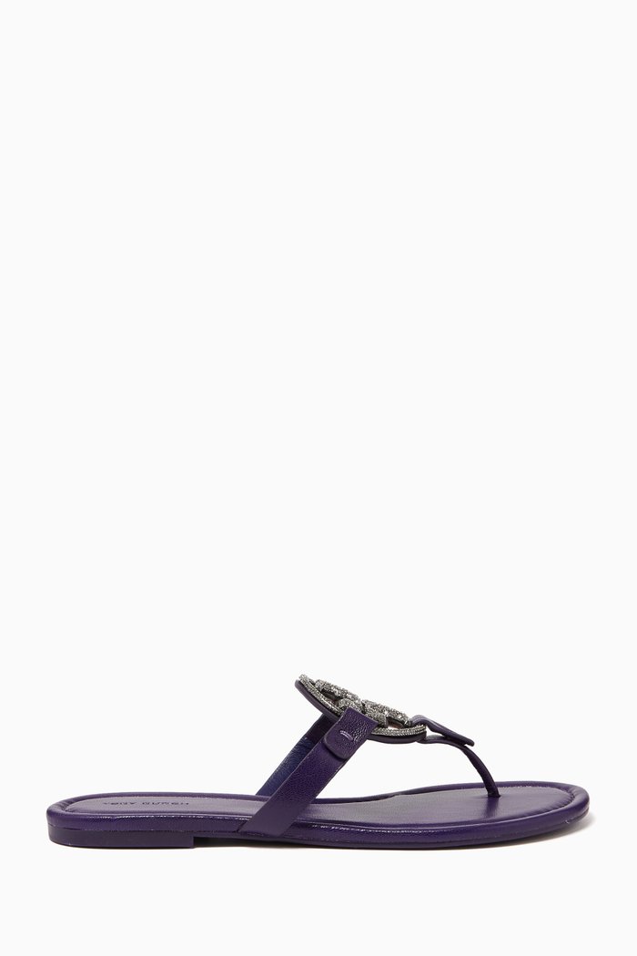 

Miller Pavé Flat Sandals in Leather, Purple