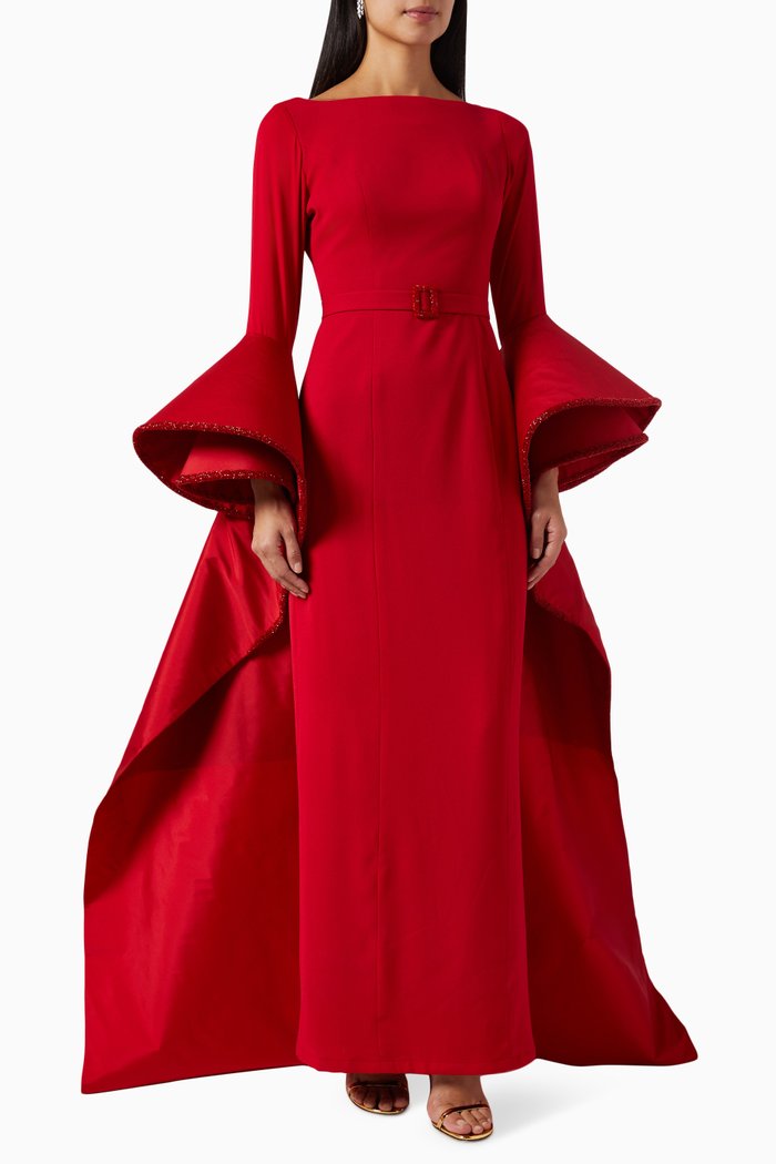 

Rosie Column Maxi Dress in Silk-taffeta, Red