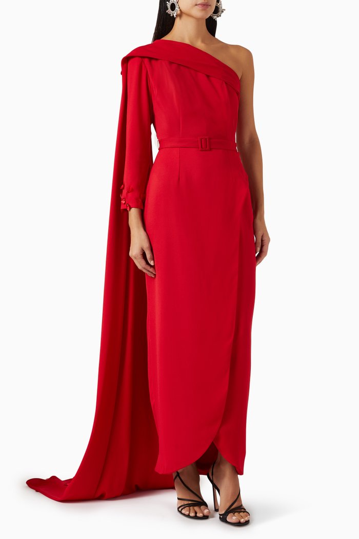 

Flora Gown in Crepe, Red