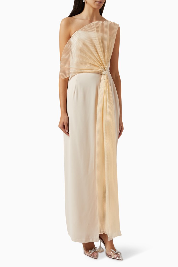 

Draped Gown in Silk Taffeta, Gold
