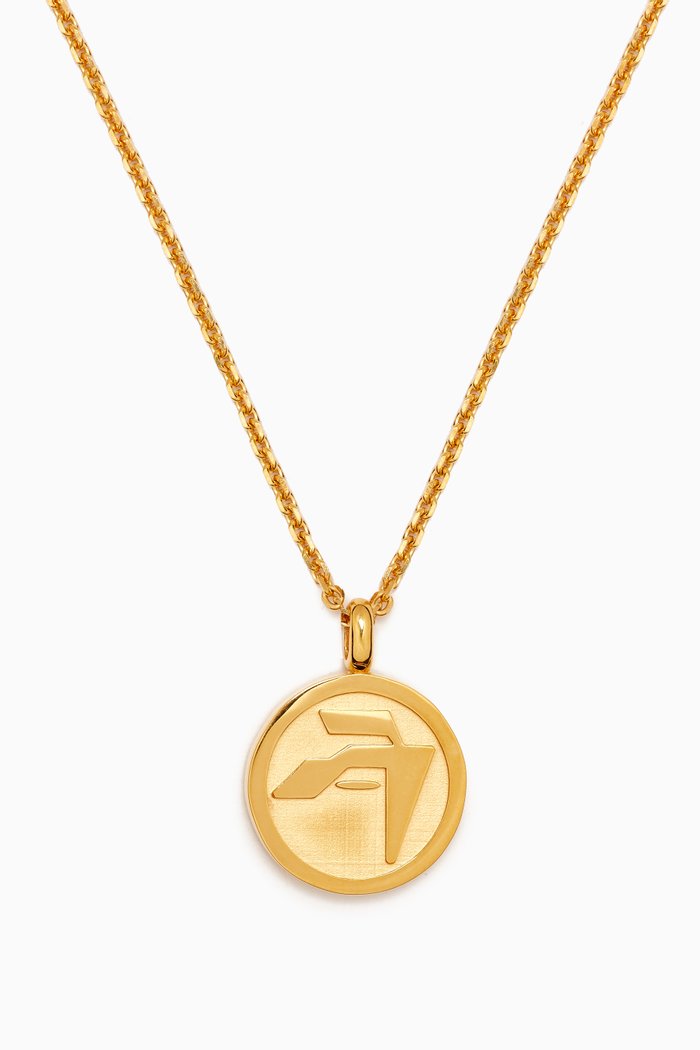 

Graphic Charm Pendant Necklace in Brass, Gold