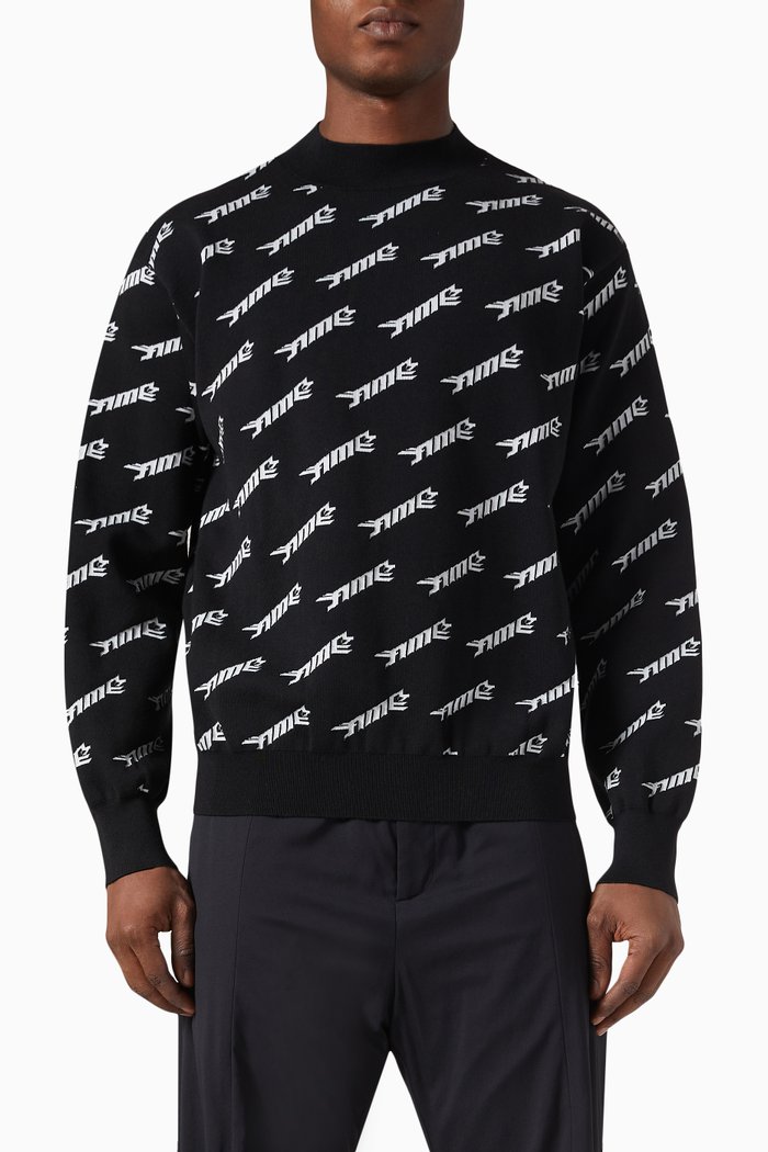 

All-over Logo Sweatshirt in Wool, Black
