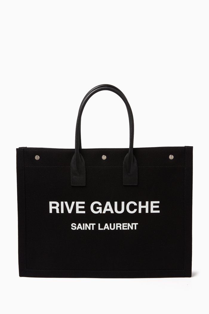 

Large Rive Gauche Tote Bag in Canvas & Leather, Black