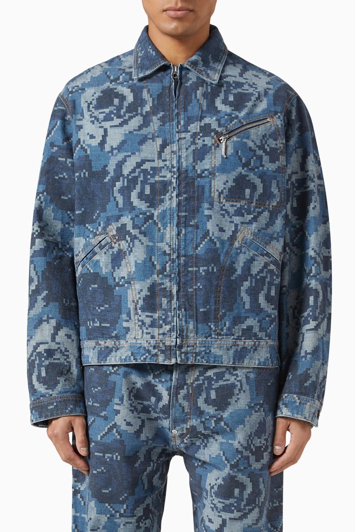 

Pixel Rose Jacket in Denim, Blue