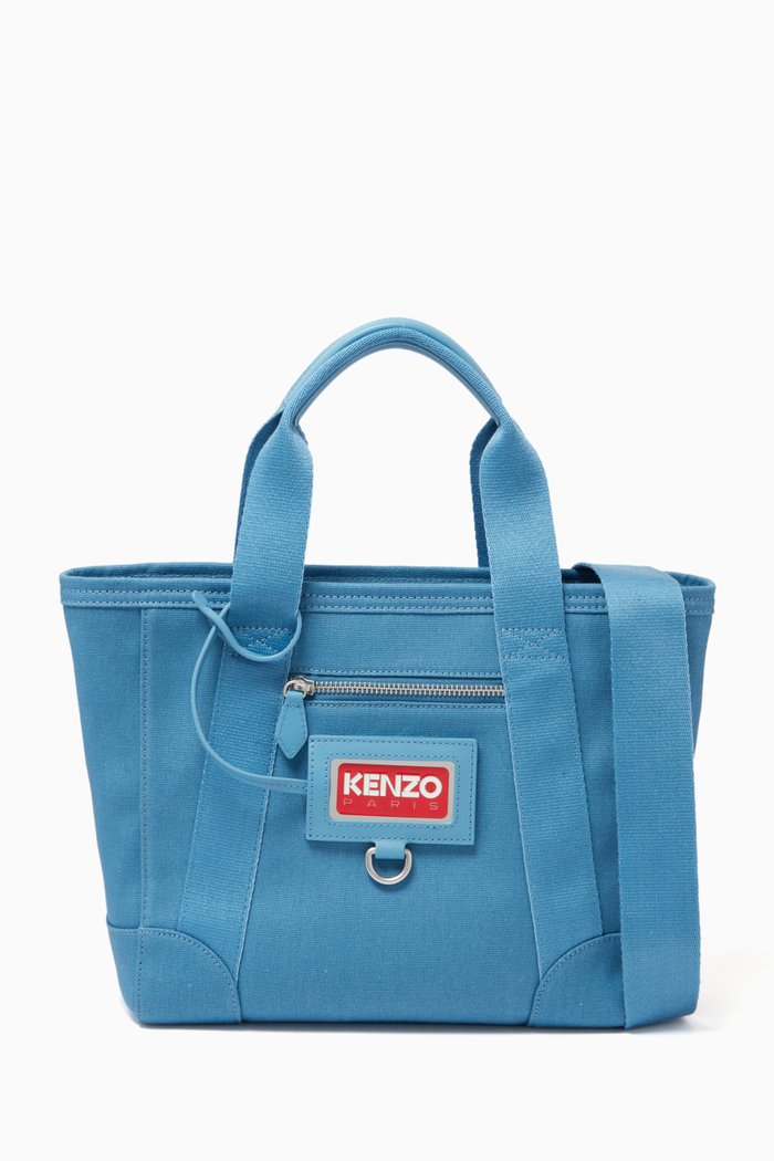 

Small Logo Tote Bag in Canvas, Blue