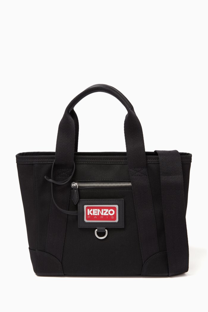 

Small Logo Tote Bag in Canvas, Black