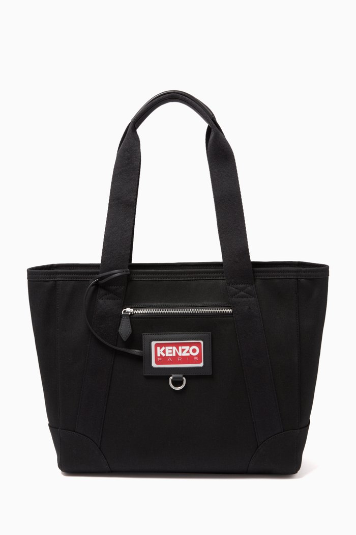 

Large Logo Tote Bag in Canvas, Black