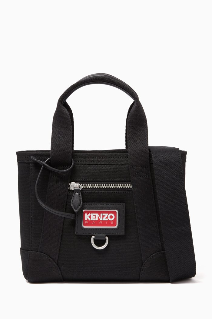

Mini Logo Tote Bag in Canvas, Black