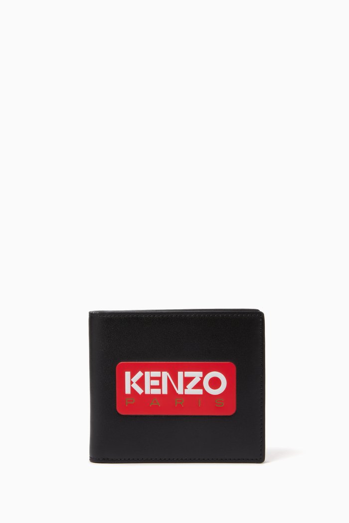 

Logo Patch Bi-fold Wallet in Leather, Black