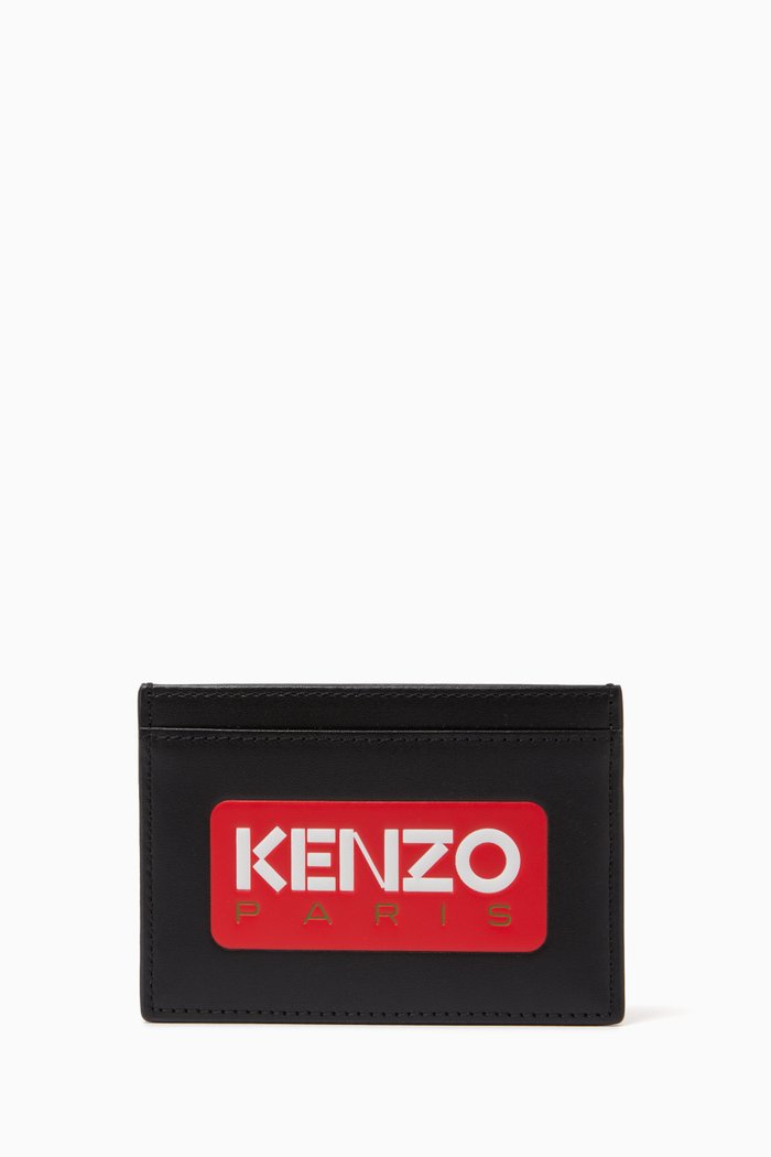 

Logo Patch Card Case in Leather, Black