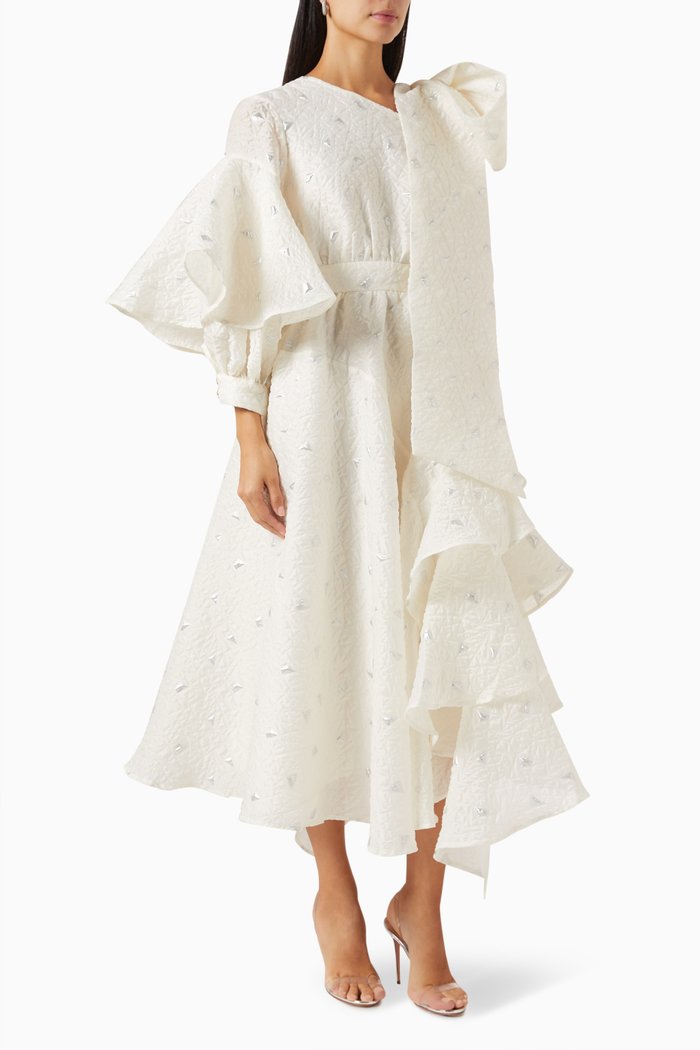

Ruffle Midi Dress, White