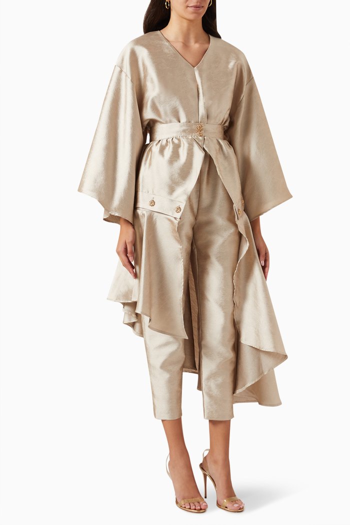 Cropped Jumpsuit in Satin, Neutral