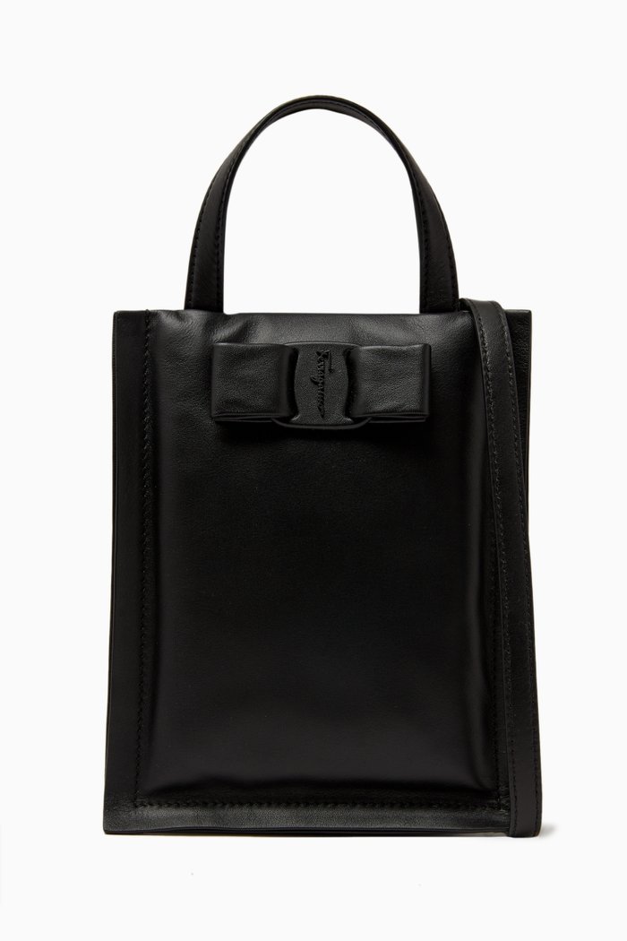 

Viva Bow Mini Bag in Leather, Black