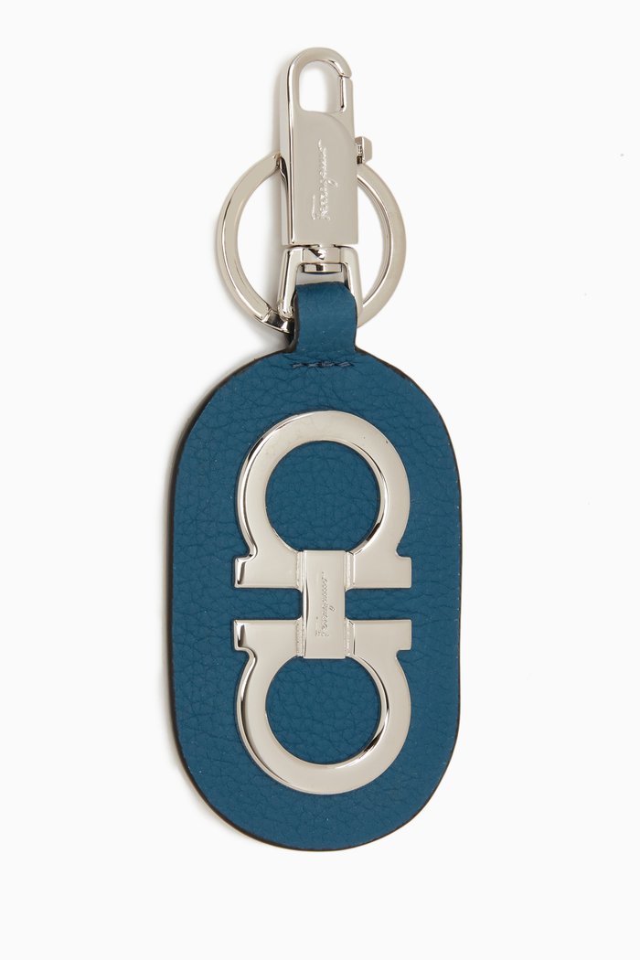 

Gancini Key Holder in Leather, Blue