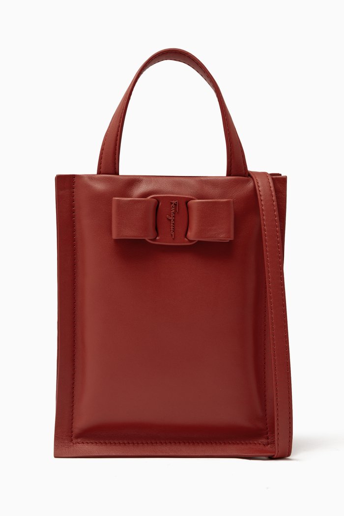 

Viva Bow Mini Bag in Leather, Brown