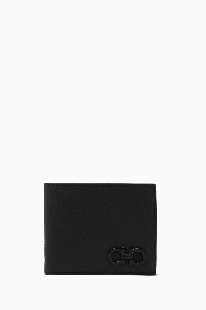 

Gancini Bi-fold Wallet in Leather, Black