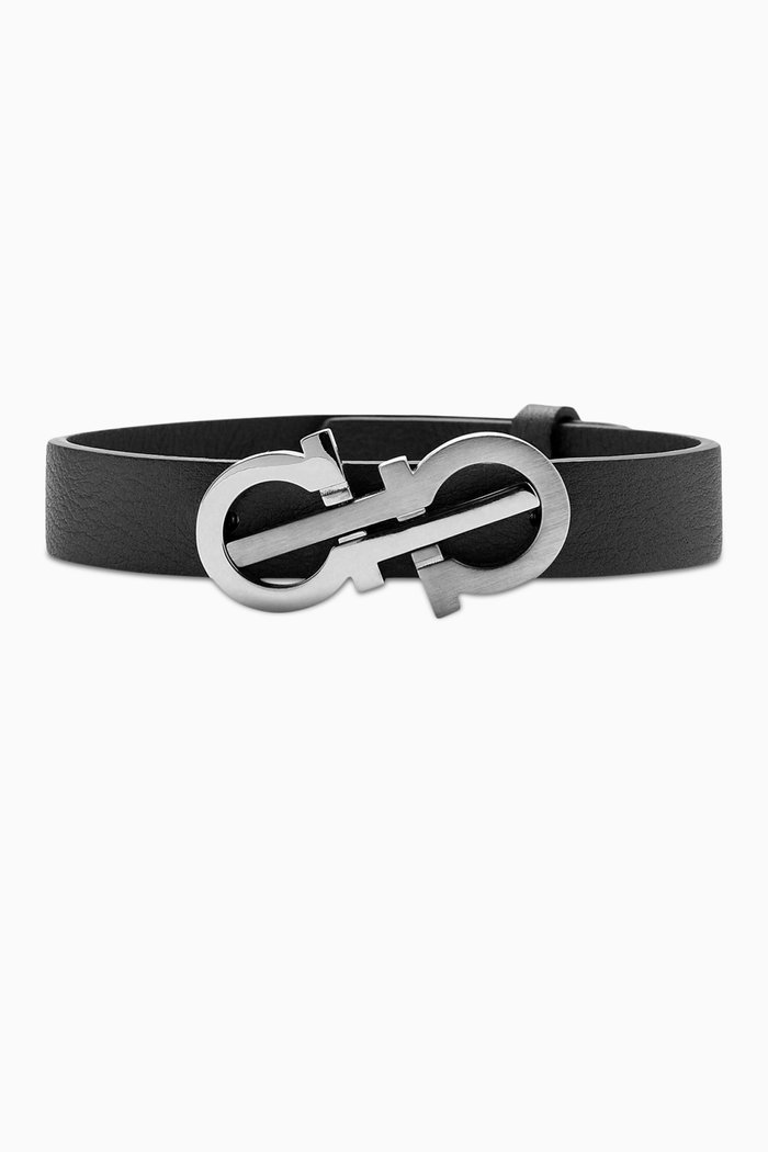 

Gancini Bracelet in Leather, Black