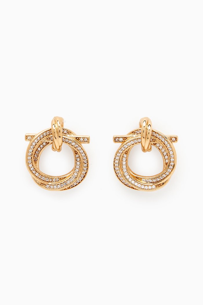 

Gancini Stud Earrings in Brass, Gold