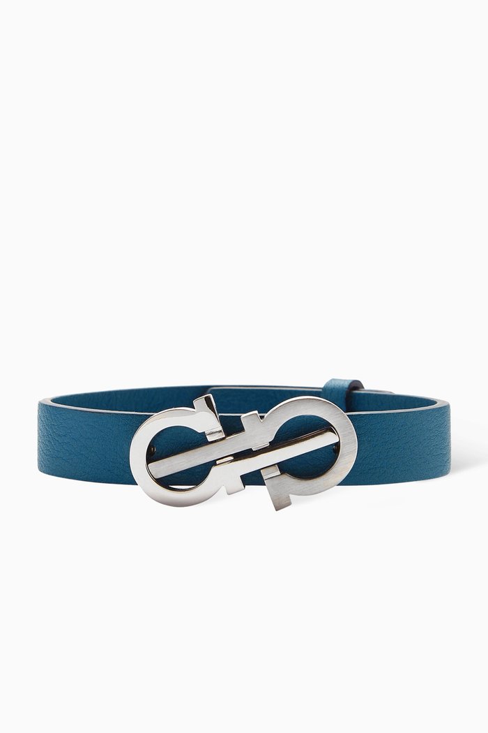 

Gancini Bracelet in Leather, Blue