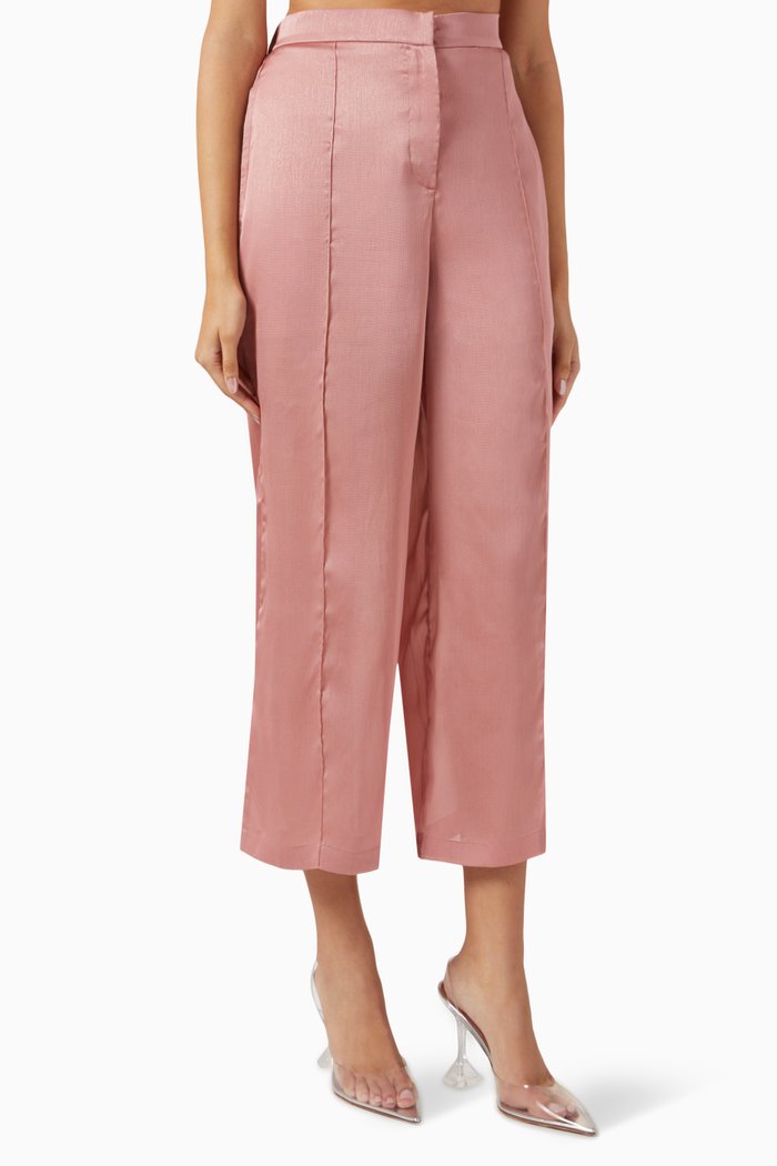 

High-rise Cropped Pants in Satin Crepe, Pink