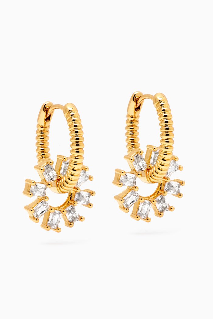 

Baguette Washer Hoop Earrings in Gold-plated Brass