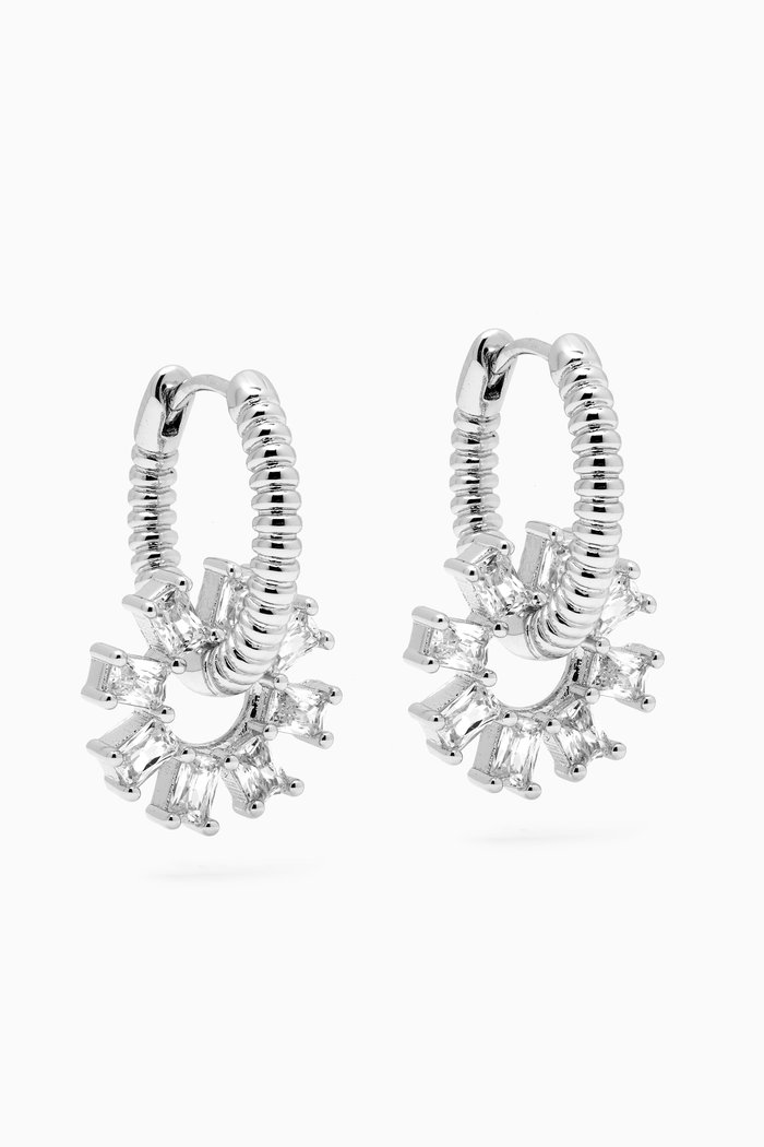 

Baguette Washer Hoop Earrings in Silver-plated Brass