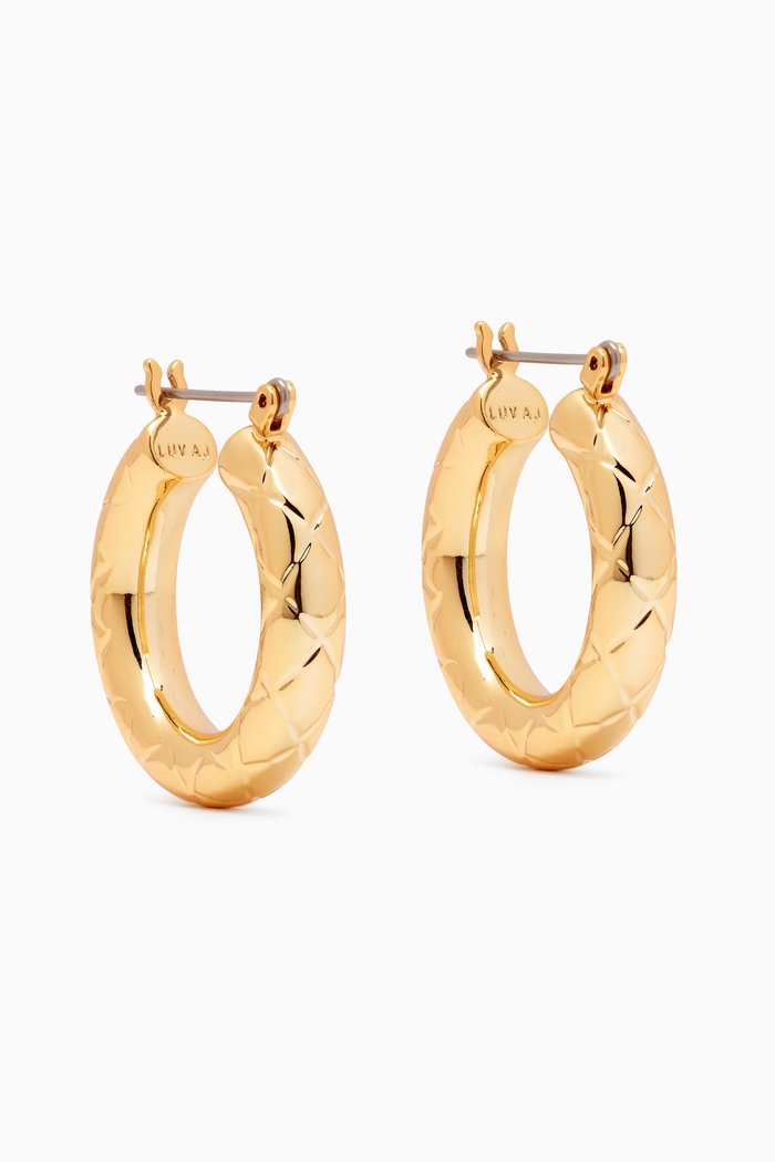 

Quilted Baby Amalfi Hoops in Gold-plated Brass