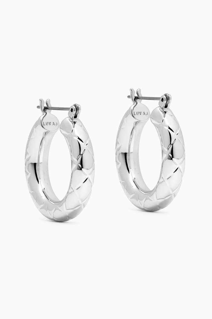 

Quilted Baby Amalfi Hoops in Silver-plated Brass
