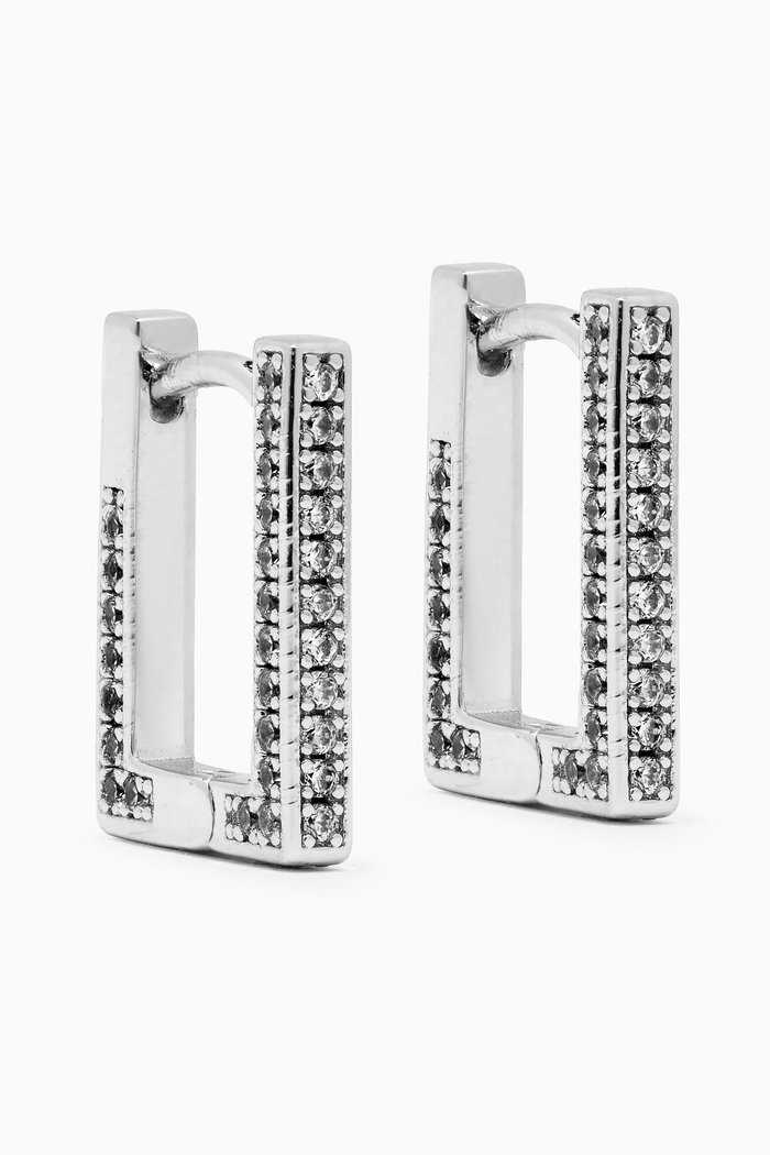 

Mini Boxer Pavé Hoops in Silver-plated Brass